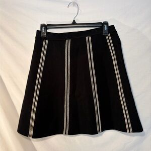 Sandro Paris Black A-Line knit Skirt w/ White Vertical Stripes size 2